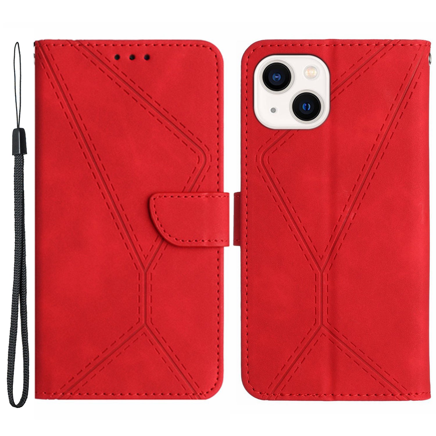 HT05 til iPhone 13 6,1 tommer Skin-touch Fuldt indpakket telefonetui Magnetisk lås PU læder pungcover HT05 til iPhone 13 6,1 tommer Skin-touch Fuldt indpakket telefonetui Magnetisk lås PU læder pungcover